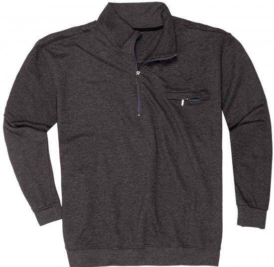 Adamo Athen Sweatshirt Half Zipper Charocal - Суичъри & cуичъри с качулка - мъжки суичъри големи размери