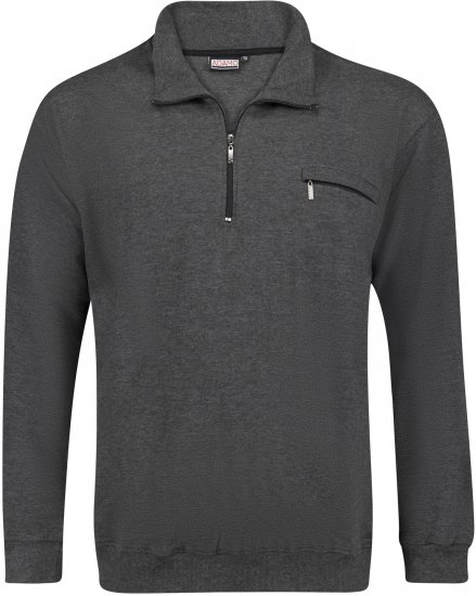 Adamo Athen Sweatshirt Half Zipper Charocal - Суичъри & cуичъри с качулка - мъжки суичъри големи размери