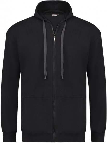 Adamo Athen Hoodie with Zipper Black - Суичъри & cуичъри с качулка - мъжки суичъри големи размери