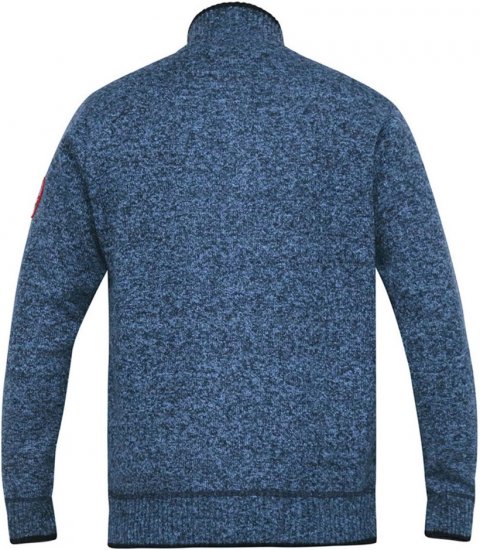 D555 ECCLES Cable Knitted Zip Through Sweater With Bonded Check Lining Denim Marl - Суичъри & cуичъри с качулка - мъжки суичъри големи размери