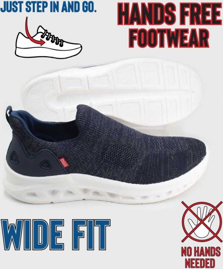 D555 Blyth 2 Kingsize Hands Free Shoes With Knitted Top Navy - Мъжки oбувки 40-52 - 