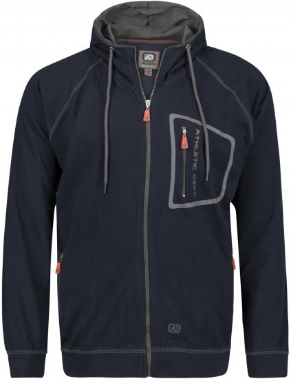 Adamo Michael Hoodie with Zipper Navy - Суичъри & cуичъри с качулка - мъжки суичъри големи размери