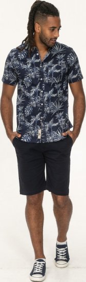 D555 Truro Hawaiian AOP Short Sleeve Button Down Collar Shirt Navy - Ризи - мъжки ризи големи размери