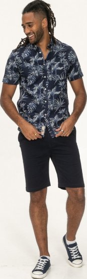 D555 Truro Hawaiian AOP Short Sleeve Button Down Collar Shirt Navy - Ризи - мъжки ризи големи размери