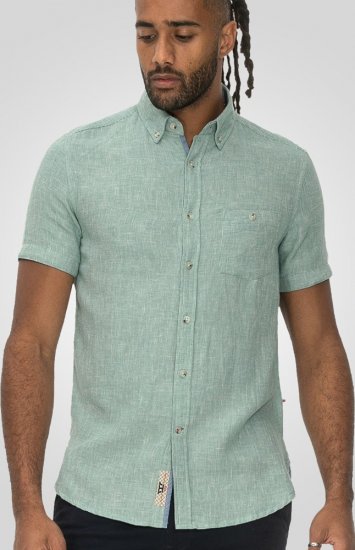 D555 Falmouth 2 Linen Mix Short Sleeve Shirt With Button Down Mint - Ризи - мъжки ризи големи размери