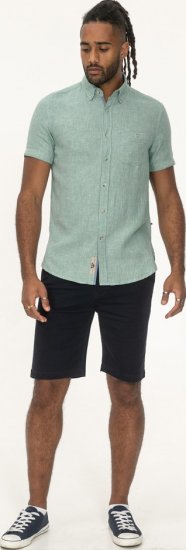 D555 Falmouth 2 Linen Mix Short Sleeve Shirt With Button Down Mint - Ризи - мъжки ризи големи размери