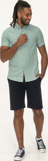 D555 Falmouth 2 Linen Mix Short Sleeve Shirt With Button Down Mint - Ризи - мъжки ризи големи размери