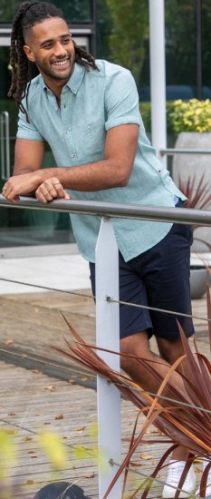 D555 Falmouth 2 Linen Mix Short Sleeve Shirt With Button Down Mint - Ризи - мъжки ризи големи размери