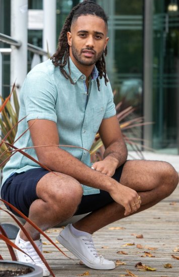 D555 Falmouth 2 Linen Mix Short Sleeve Shirt With Button Down Mint - Ризи - мъжки ризи големи размери