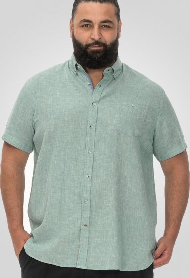 D555 Falmouth 2 Linen Mix Short Sleeve Shirt With Button Down Mint - Ризи - мъжки ризи големи размери