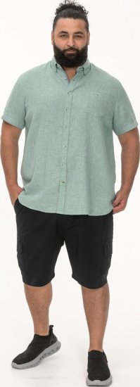 D555 Falmouth 2 Linen Mix Short Sleeve Shirt With Button Down Mint - Ризи - мъжки ризи големи размери