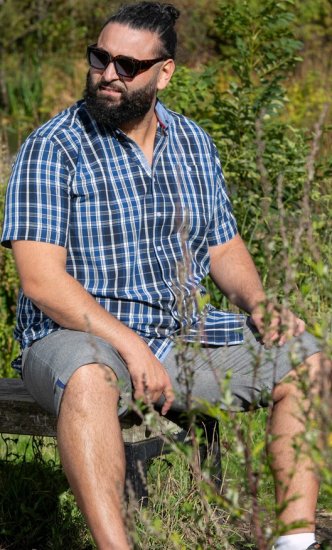 D555 Walsall Button Down Collar Short Sleeve Shirt Navy Shirt - Ризи - мъжки ризи големи размери