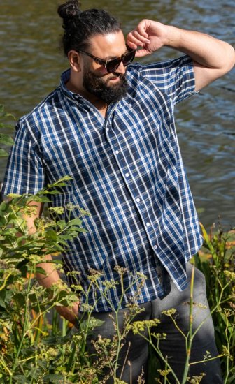 D555 Walsall Button Down Collar Short Sleeve Shirt Navy Shirt - Ризи - мъжки ризи големи размери