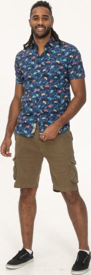 D555 Hartlepool Short Sleeve Vintage Car AOP Stretch Shirt Blue - Ризи - мъжки ризи големи размери