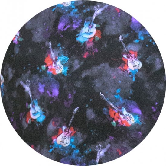 D555 Farnborough Short Sleeve Guitar AOP Shirt With Hidden Button Down Black - Ризи - мъжки ризи големи размери