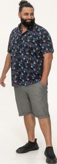 D555 Farnborough Short Sleeve Guitar AOP Shirt With Hidden Button Down Black - Ризи - мъжки ризи големи размери