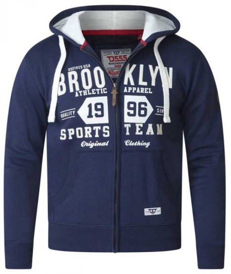 D555 Thurston Full Zip Hoodie Navy - Суичъри & cуичъри с качулка - мъжки суичъри големи размери