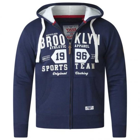 D555 Thurston Full Zip Hoodie Navy - Суичъри & cуичъри с качулка - мъжки суичъри големи размери