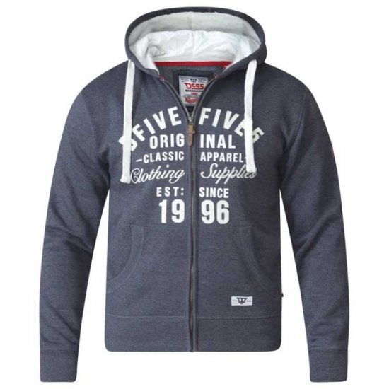 D555 Vadal Full Zip Hoodie Charcoal - Суичъри & cуичъри с качулка - мъжки суичъри големи размери