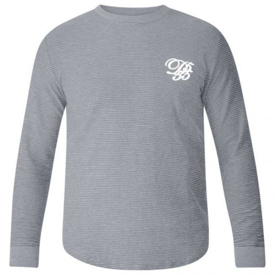 D555 Plato Long Sleeve T-shirt Grey - Тениски - мъжки тениски големи размери