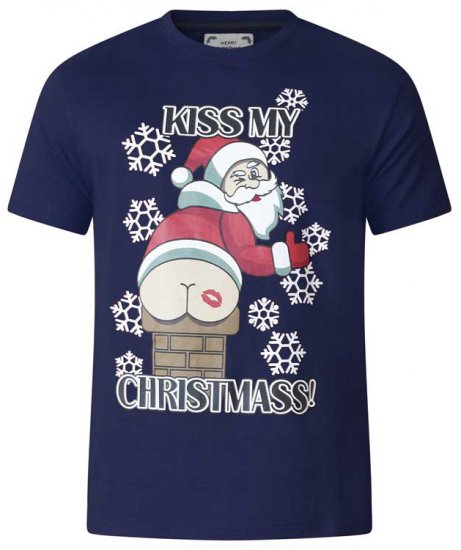 D555 Naughty X-mas T-shirt Navy - Тениски - мъжки тениски големи размери