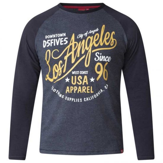 D555 Neill Long Sleeve T-shirt Black - Тениски - мъжки тениски големи размери