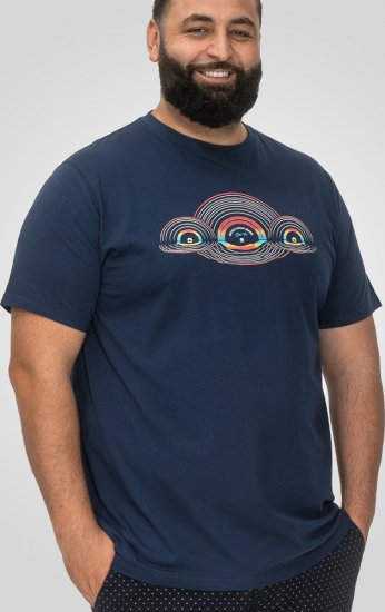 D555 Cheltenham Record With Reflection Printed T-shirt French Navy - Тениски - мъжки тениски големи размери
