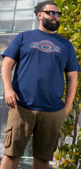 D555 Cheltenham Record With Reflection Printed T-shirt French Navy - Тениски - мъжки тениски големи размери