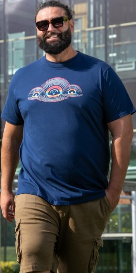 D555 Cheltenham Record With Reflection Printed T-shirt French Navy - Тениски - мъжки тениски големи размери