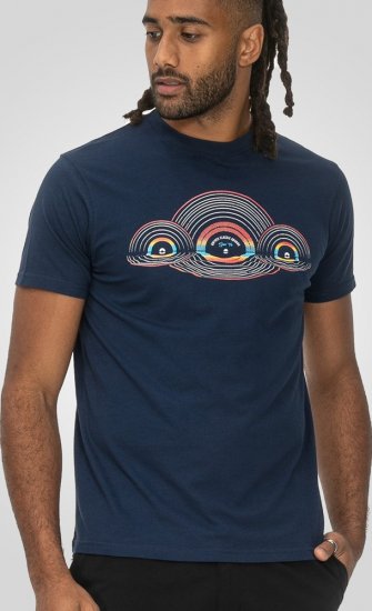 D555 Cheltenham Record With Reflection Printed T-shirt French Navy - Тениски - мъжки тениски големи размери