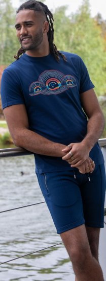 D555 Cheltenham Record With Reflection Printed T-shirt French Navy - Тениски - мъжки тениски големи размери