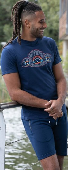 D555 Cheltenham Record With Reflection Printed T-shirt French Navy - Тениски - мъжки тениски големи размери