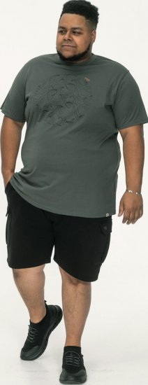 D555 Poole Circle Wave Printed Crew Neck T-shirt Khaki - Тениски - мъжки тениски големи размери