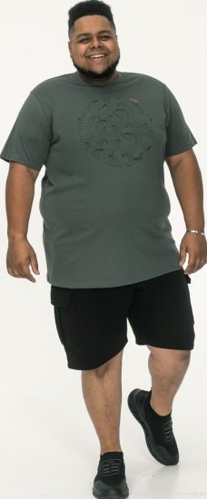 D555 Poole Circle Wave Printed Crew Neck T-shirt Khaki - Тениски - мъжки тениски големи размери