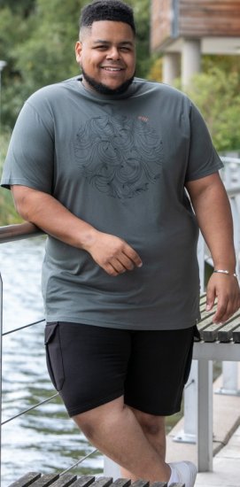 D555 Poole Circle Wave Printed Crew Neck T-shirt Khaki - Тениски - мъжки тениски големи размери