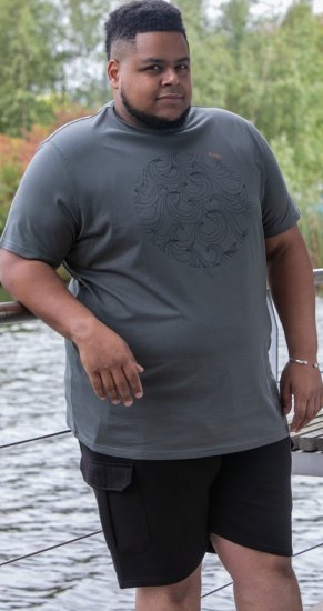 D555 Poole Circle Wave Printed Crew Neck T-shirt Khaki - Тениски - мъжки тениски големи размери