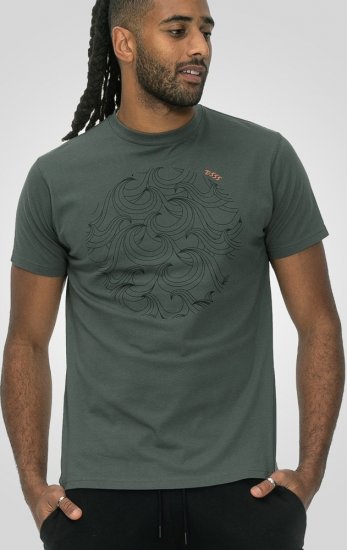 D555 Poole Circle Wave Printed Crew Neck T-shirt Khaki - Тениски - мъжки тениски големи размери