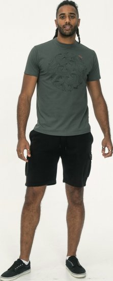 D555 Poole Circle Wave Printed Crew Neck T-shirt Khaki - Тениски - мъжки тениски големи размери