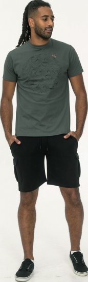D555 Poole Circle Wave Printed Crew Neck T-shirt Khaki - Тениски - мъжки тениски големи размери