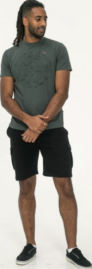 D555 Poole Circle Wave Printed Crew Neck T-shirt Khaki - Тениски - мъжки тениски големи размери