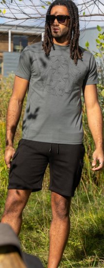 D555 Poole Circle Wave Printed Crew Neck T-shirt Khaki - Тениски - мъжки тениски големи размери