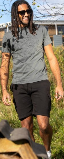 D555 Poole Circle Wave Printed Crew Neck T-shirt Khaki - Тениски - мъжки тениски големи размери