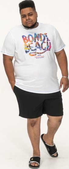 D555 SYDNEY Multi Coloured Bondi Beach Printed T-Shirt White - Тениски - мъжки тениски големи размери