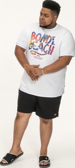 D555 SYDNEY Multi Coloured Bondi Beach Printed T-Shirt White - Тениски - мъжки тениски големи размери