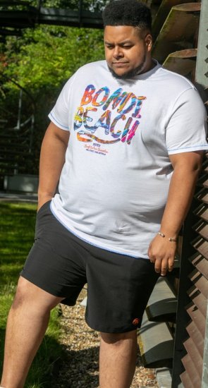 D555 SYDNEY Multi Coloured Bondi Beach Printed T-Shirt White - Тениски - мъжки тениски големи размери