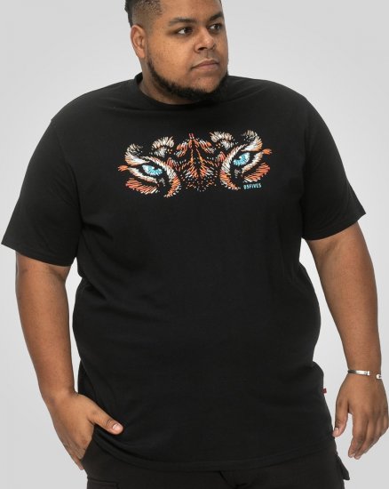 D555 Leamington Tiger Eyes Printed Crew Neck T-shirt Black - Тениски - мъжки тениски големи размери