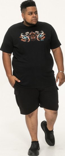 D555 Leamington Tiger Eyes Printed Crew Neck T-shirt Black - Тениски - мъжки тениски големи размери