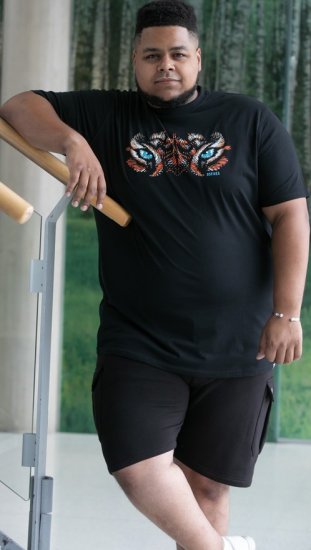 D555 Leamington Tiger Eyes Printed Crew Neck T-shirt Black - Тениски - мъжки тениски големи размери