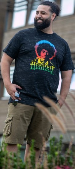 D555 Hendrix Official Jimi Hendrix Printed Crew Neck T-Shirt Black Reno - Тениски на групи - 