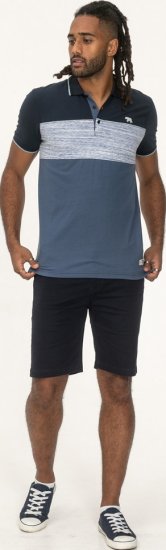 D555 Leeds Cut And Sew Polo With Jacquard Collar And Cuffs Navy - Поло тениски - мъжки тениски с яка големи размери